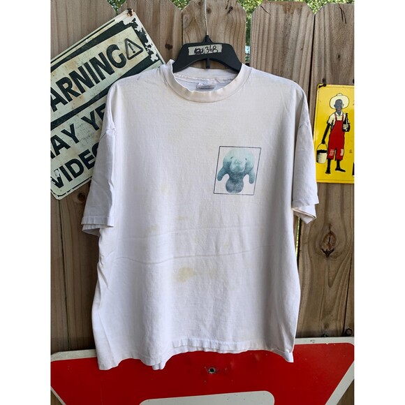 Vintage 90s One Planet whale Dolphin and Manatee Yin Yang Double sided Tshirt XL - Picture 2 of 8
